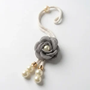 Luxe Rose & Pearl Curtain Tieback (Silver Grey)