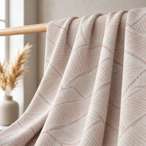 Warm Grey Jacquard Curtain Fabric with Textured Geometric Pattern