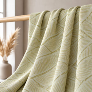 Warm Grey Jacquard Curtain Fabric with Textured Geometric Pattern